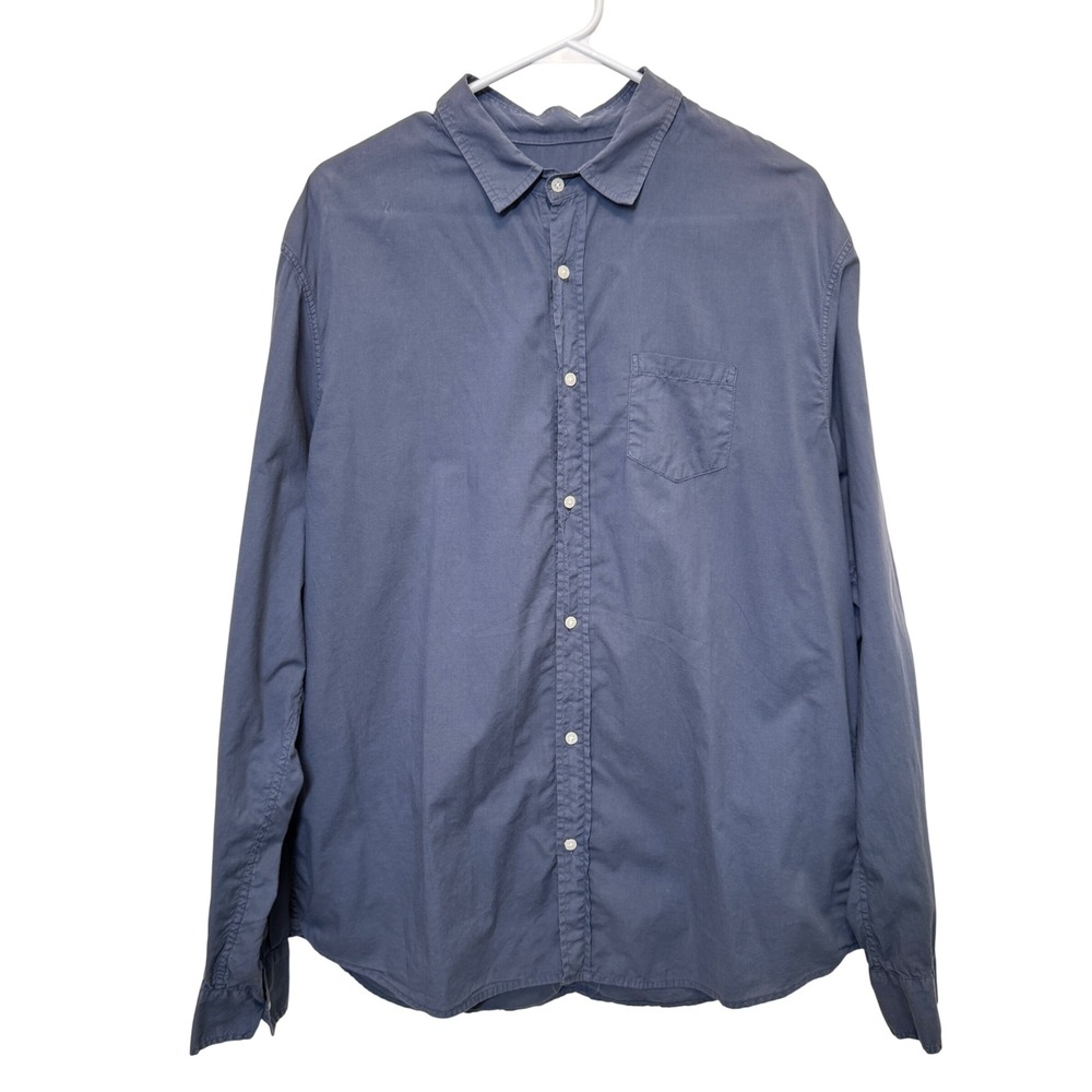 Frank Eileen Men Luke Button Up Shirt XL Blue Gray Cotton Long Sleeve Minimalist